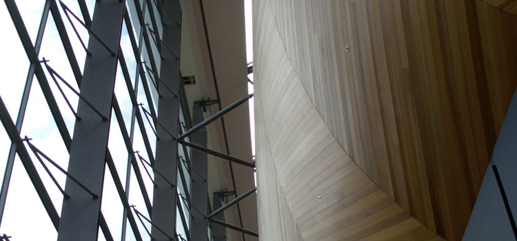 Looking up the Curtain Wall on North side of Concert Hall